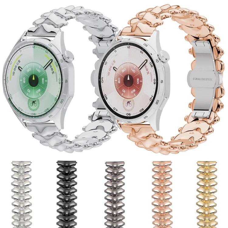 Cinturino per orologio in lega di zinco con chiusura a farfalla e motivo a spina di drago., 22mm