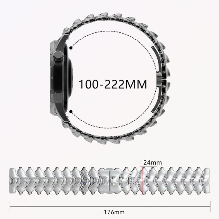Cinturino per orologio in lega di zinco con chiusura a farfalla e motivo a spina di drago., 22mm