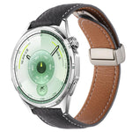 Cinturino per orologio in pelle vegana con fibbia magnetica e texture litchi cerata all'olio, effetto cera d'olio., 20mm, 22mm