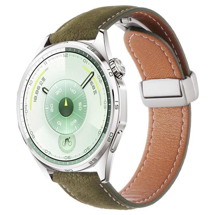 Cinturino per orologio in pelle vegana con fibbia magnetica e texture litchi cerata all'olio, effetto cera d'olio., 20mm, 22mm