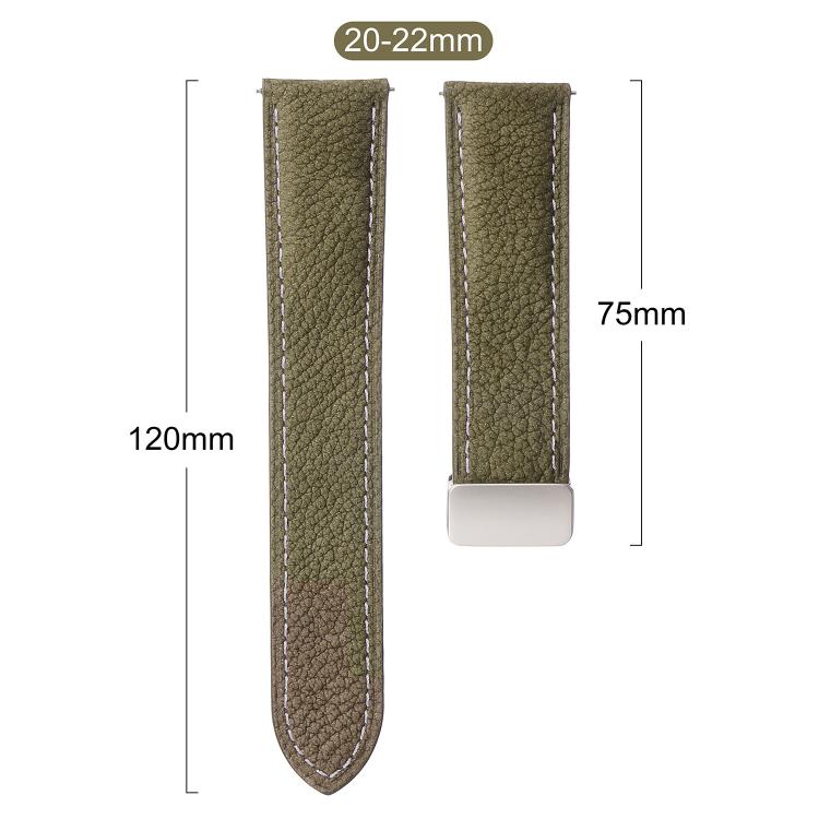 Cinturino per orologio in pelle vegana con fibbia magnetica e texture litchi cerata all'olio, effetto cera d'olio., 20mm, 22mm