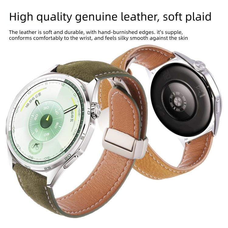Cinturino per orologio in pelle vegana con fibbia magnetica e texture litchi cerata all'olio, effetto cera d'olio., 20mm, 22mm