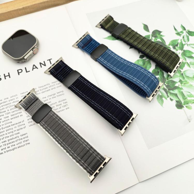 Cinturino per orologio in nylon con fibbia magnetica e motivo a onde., For Apple Watch 46mm / 49mm / 45mm / 44mm, For Apple Watch 42mm / 41mm / 40mm / 38mm