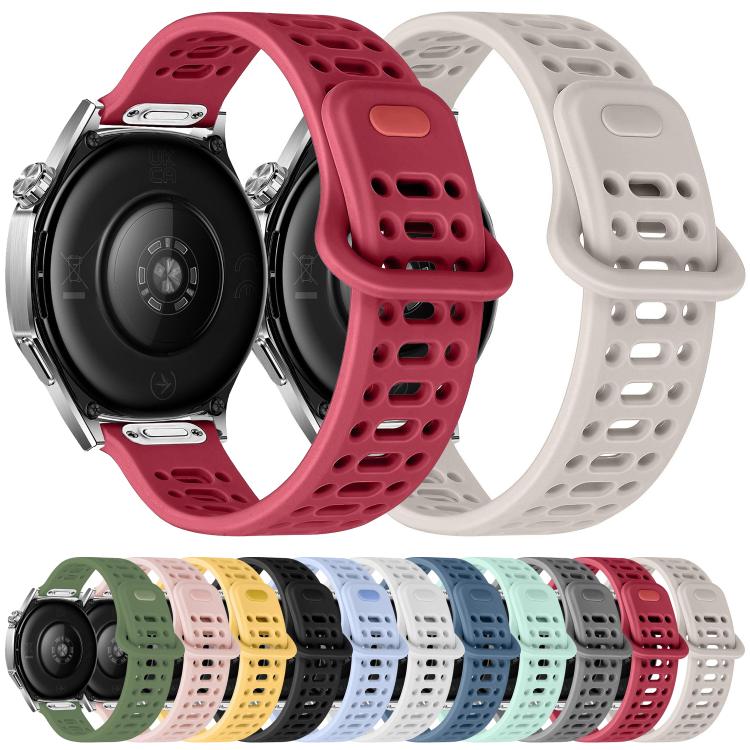 Cinturino in silicone con fibbia cava a sgancio rapido a pressione., 20mm, 22mm