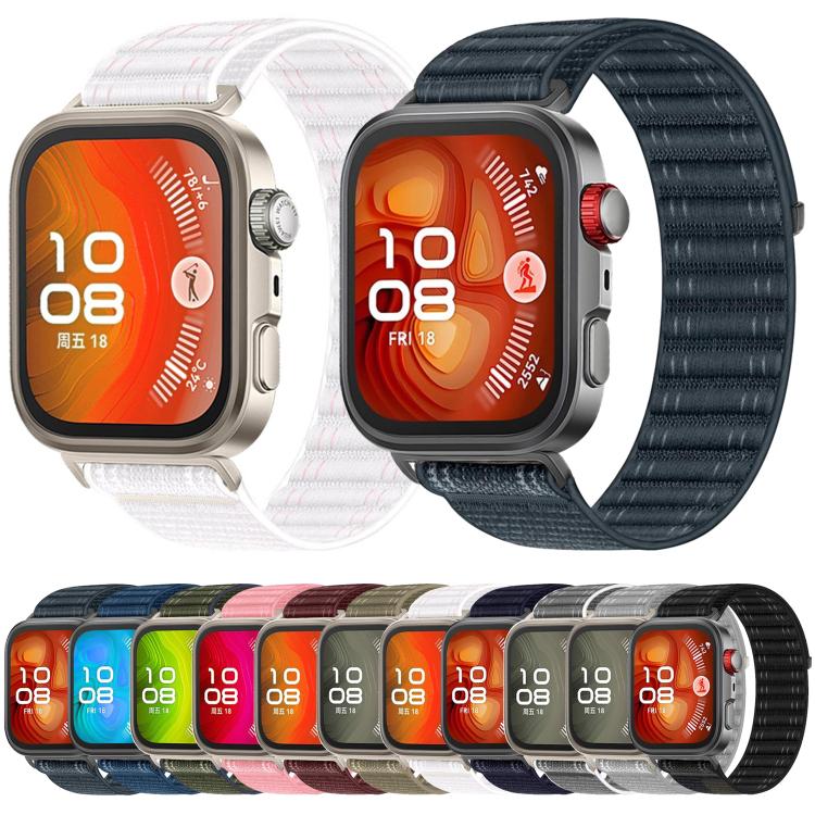 Cinturino per orologio in nylon intrecciato con trama ondulata e chiusura a strappo., For Huawei Watch Fit 5 / Fit 5 Pro / Fit 4