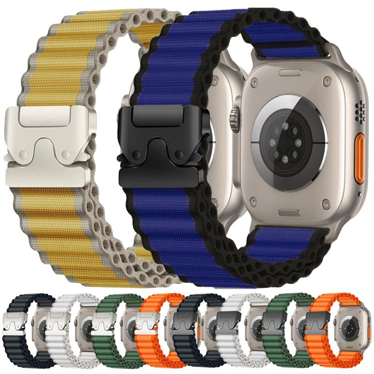 Cinturino per orologio in nylon a coste larghe con fibbia da paracadute, ideale per fuoristrada., For Apple Watch 46mm / 49mm / 45mm / 44mm, For Apple Watch 42mm / 41mm / 40mm / 38mm