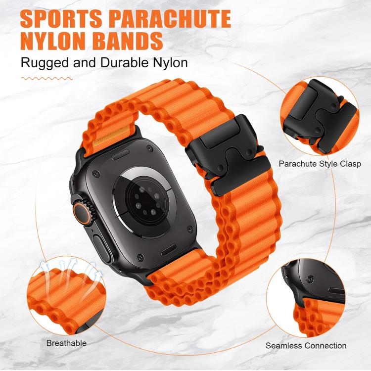 Cinturino per orologio in nylon a coste larghe con fibbia da paracadute, ideale per fuoristrada., For Apple Watch 46mm / 49mm / 45mm / 44mm, For Apple Watch 42mm / 41mm / 40mm / 38mm