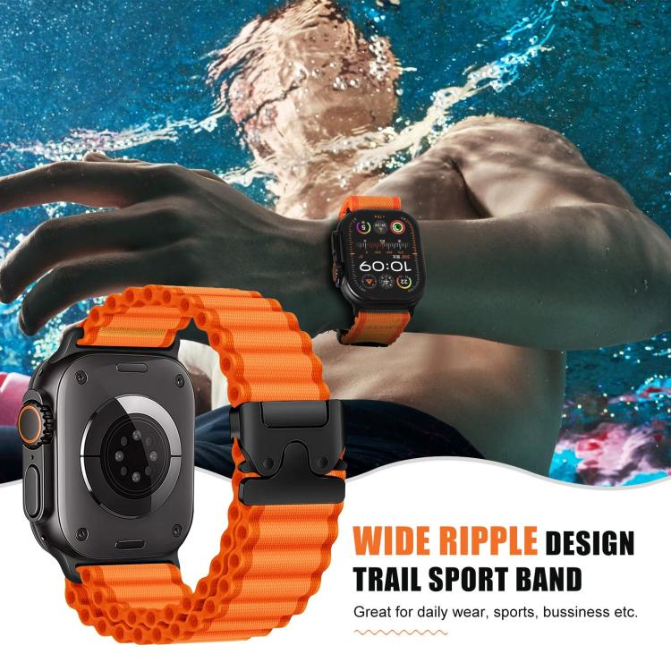 Cinturino per orologio in nylon a coste larghe con fibbia da paracadute, ideale per fuoristrada., For Apple Watch 46mm / 49mm / 45mm / 44mm, For Apple Watch 42mm / 41mm / 40mm / 38mm