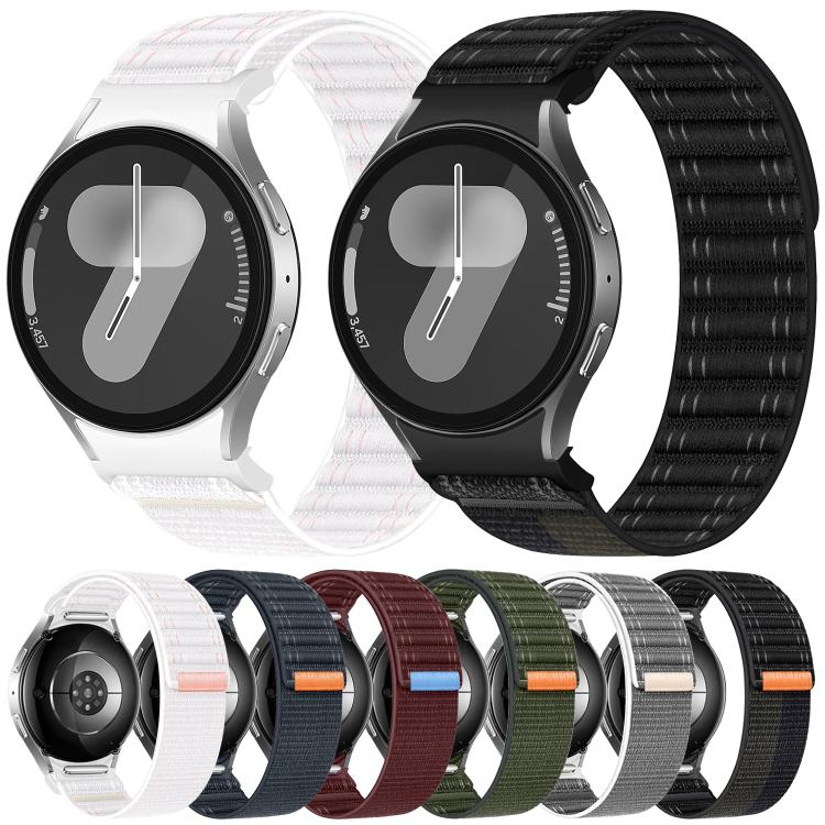 Cinturino per orologio in nylon con texture a onde e chiusura a strappo, con pulsante a pressione., For Samsung Galaxy Watch FE / 7 / 6 / 5 / 4