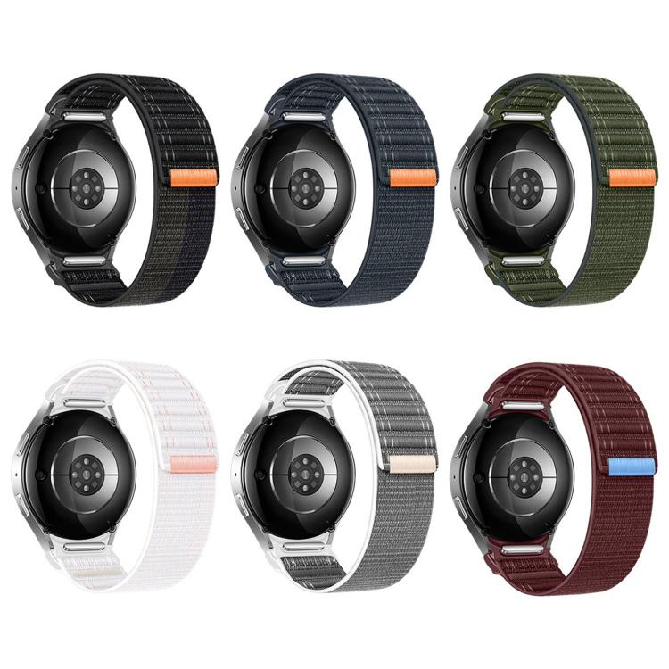 Cinturino per orologio in nylon con texture a onde e chiusura a strappo, con pulsante a pressione., For Samsung Galaxy Watch FE / 7 / 6 / 5 / 4