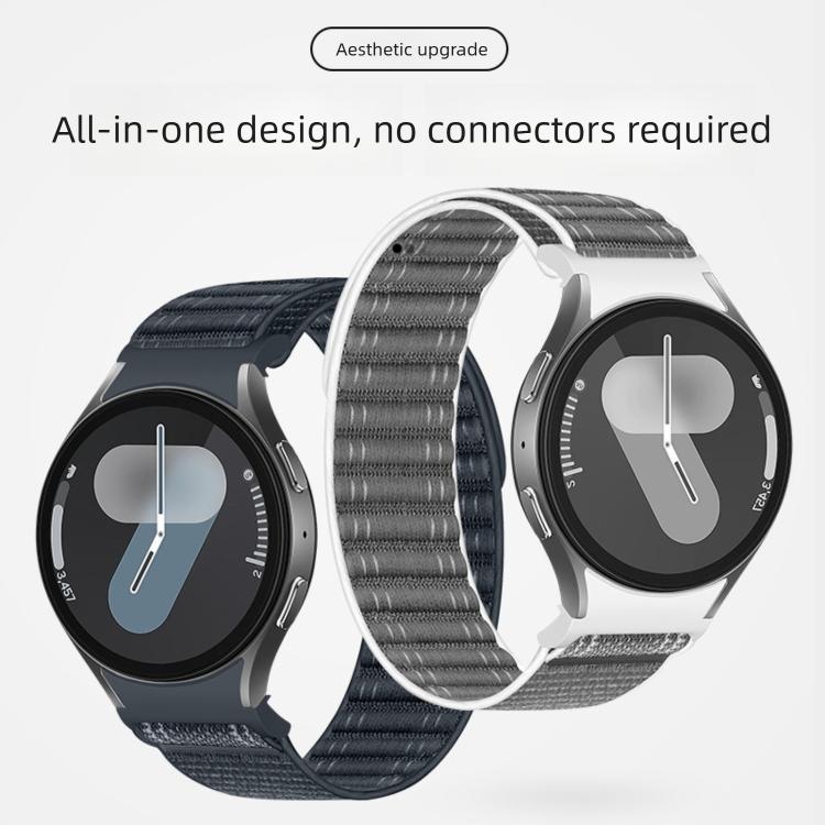 Cinturino per orologio in nylon con texture a onde e chiusura a strappo, con pulsante a pressione., For Samsung Galaxy Watch FE / 7 / 6 / 5 / 4