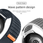 Cinturino per orologio in nylon con texture a onde e chiusura a strappo, con pulsante a pressione., For Samsung Galaxy Watch FE / 7 / 6 / 5 / 4