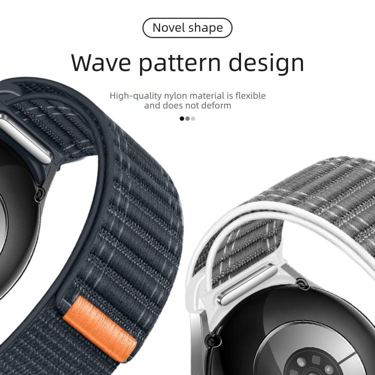 Cinturino per orologio in nylon con texture a onde e chiusura a strappo, con pulsante a pressione., For Samsung Galaxy Watch FE / 7 / 6 / 5 / 4