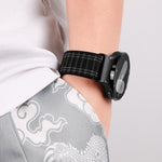 Cinturino per orologio in nylon con texture a onde e chiusura a strappo, con pulsante a pressione., For Samsung Galaxy Watch FE / 7 / 6 / 5 / 4
