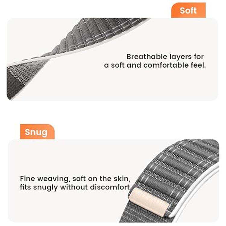 Cinturino per orologio in nylon con texture a onde e chiusura a strappo, con pulsante a pressione., 20mm, 22mm