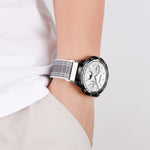 Cinturino per orologio in nylon con texture a onde e chiusura a strappo, con pulsante a pressione., 20mm, 22mm