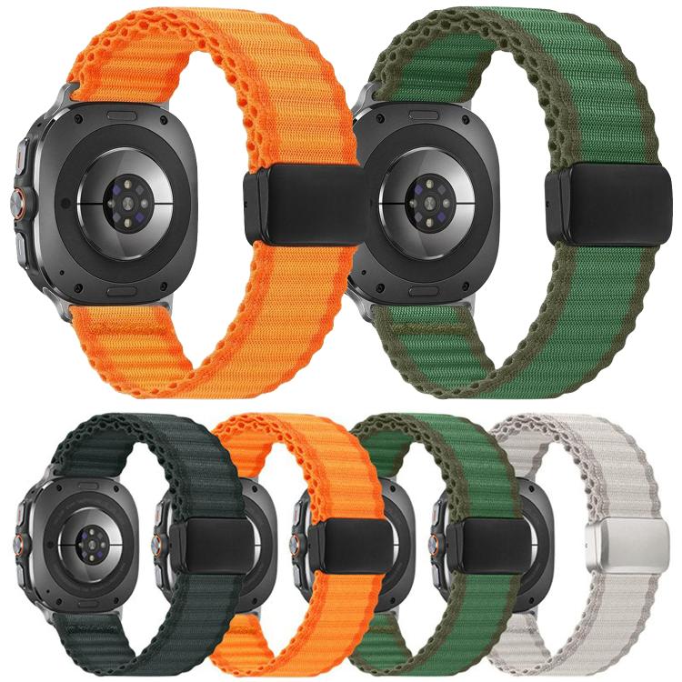 Cinturino per orologio da fuoristrada con fibbia magnetica e passante in nylon intrecciato., For Samsung Galaxy Watch Ultra 47mm / Ultra 2025