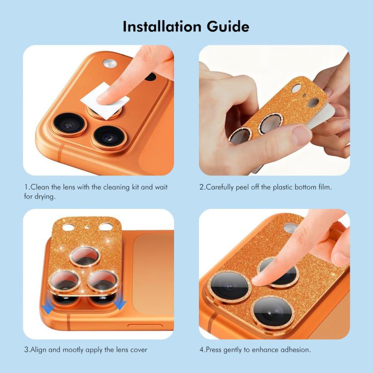Obiettivo fotografico ENKAY Hat-Prince Blink Diamond in lega di alluminio, vetro temperato e pellicola., For iPhone 17 Pro Max, For iPhone 17 Pro