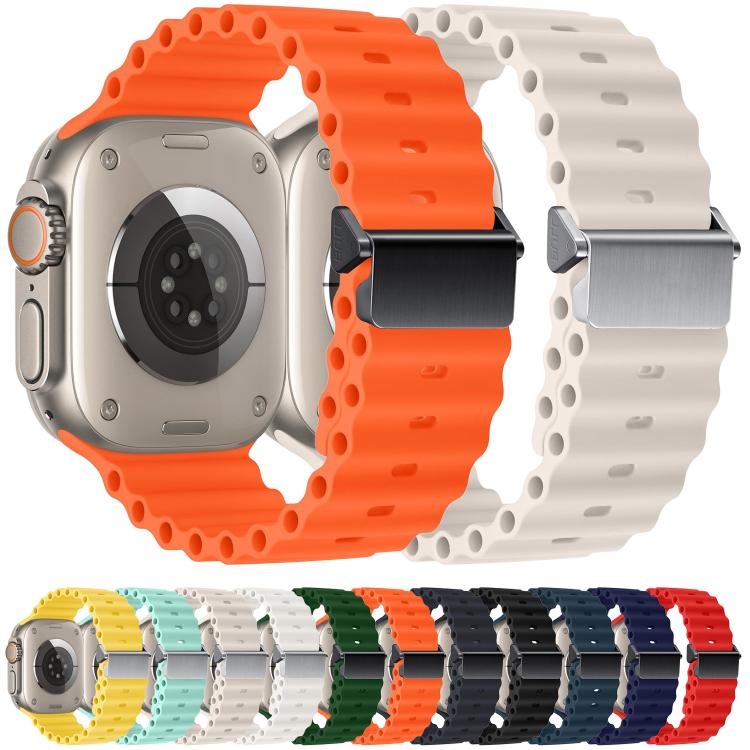 Cinturino per orologio Ocean in silicone con fibbia magnetica, ricondizionato., For Apple Watch 46mm / 49mm / 45mm / 44mm, For Apple Watch 42mm / 41mm / 40mm / 38mm
