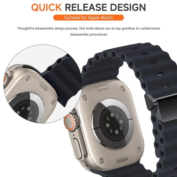 Cinturino per orologio Ocean in silicone con fibbia magnetica, ricondizionato., For Apple Watch 46mm / 49mm / 45mm / 44mm, For Apple Watch 42mm / 41mm / 40mm / 38mm