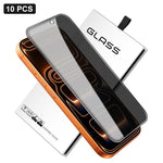 10 pezzi Pellicola in vetro temperato ad alto contenuto di alluminio con stampa serigrafica a 360 gradi per la privacy, con bordi curvi di grandi dimensioni, For iPhone 17e / 16e, For iPhone 17 Pro Max, For iPhone 17 Pro, For iPhone 17, For iPhone Air ...