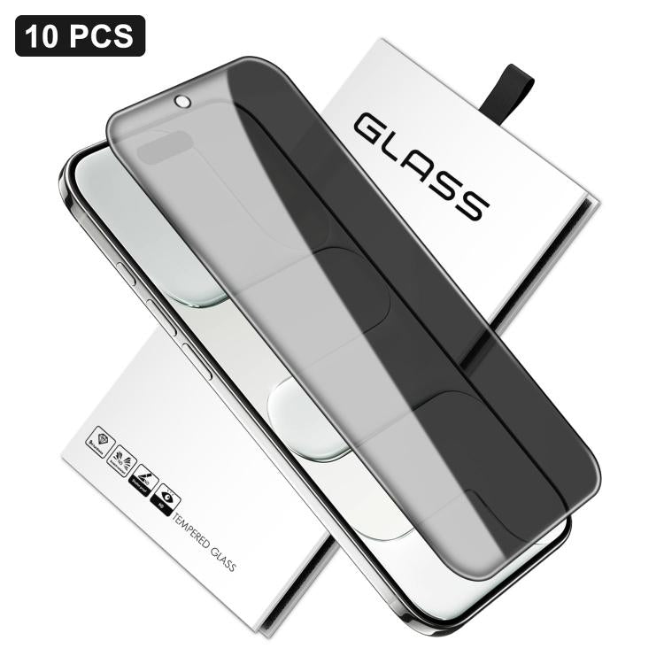 10 pezzi Pellicola in vetro temperato ad alto contenuto di alluminio con stampa serigrafica a 360 gradi per la privacy, con bordi curvi di grandi dimensioni, For iPhone 17e / 16e, For iPhone 17 Pro Max, For iPhone 17 Pro, For iPhone 17, For iPhone Air ...