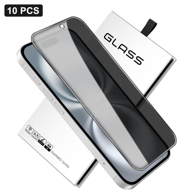 10 pezzi Pellicola in vetro temperato ad alto contenuto di alluminio con stampa serigrafica a 360 gradi per la privacy, con bordi curvi di grandi dimensioni, For iPhone 17e / 16e, For iPhone 17 Pro Max, For iPhone 17 Pro, For iPhone 17, For iPhone Air ...