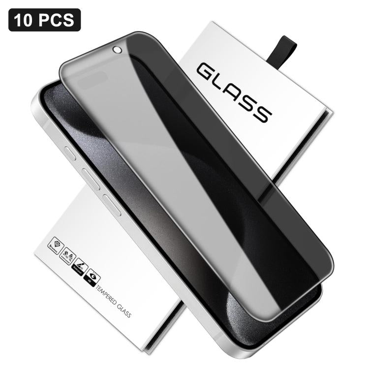 10 pezzi Pellicola in vetro temperato ad alto contenuto di alluminio con stampa serigrafica a 360 gradi per la privacy, con bordi curvi di grandi dimensioni, For iPhone 17e / 16e, For iPhone 17 Pro Max, For iPhone 17 Pro, For iPhone 17, For iPhone Air ...