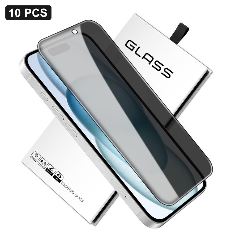 10 pezzi Pellicola in vetro temperato ad alto contenuto di alluminio con stampa serigrafica a 360 gradi per la privacy, con bordi curvi di grandi dimensioni, For iPhone 17e / 16e, For iPhone 17 Pro Max, For iPhone 17 Pro, For iPhone 17, For iPhone Air ...