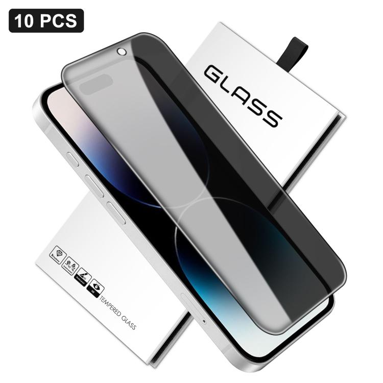 10 pezzi Pellicola in vetro temperato ad alto contenuto di alluminio con stampa serigrafica a 360 gradi per la privacy, con bordi curvi di grandi dimensioni, For iPhone 17e / 16e, For iPhone 17 Pro Max, For iPhone 17 Pro, For iPhone 17, For iPhone Air ...