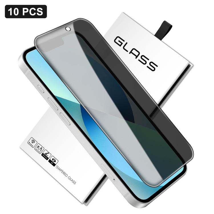 10 pezzi Pellicola in vetro temperato ad alto contenuto di alluminio con stampa serigrafica a 360 gradi per la privacy, con bordi curvi di grandi dimensioni, For iPhone 17e / 16e, For iPhone 17 Pro Max, For iPhone 17 Pro, For iPhone 17, For iPhone Air ...