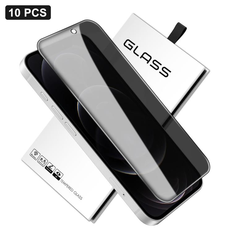 10 pezzi Pellicola in vetro temperato ad alto contenuto di alluminio con stampa serigrafica a 360 gradi per la privacy, con bordi curvi di grandi dimensioni, For iPhone 17e / 16e, For iPhone 17 Pro Max, For iPhone 17 Pro, For iPhone 17, For iPhone Air ...
