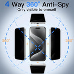 10 pezzi Pellicola in vetro temperato ad alto contenuto di alluminio con stampa serigrafica a 360 gradi per la privacy, con bordi curvi di grandi dimensioni, For iPhone 17e / 16e, For iPhone 17 Pro Max, For iPhone 17 Pro, For iPhone 17, For iPhone Air ...
