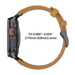 Cinturino per orologio Crazy Horse in pelle vegana e acciaio inossidabile con fibbia argentata., For Apple Watch 46mm / 49mm / 45mm / 44mm