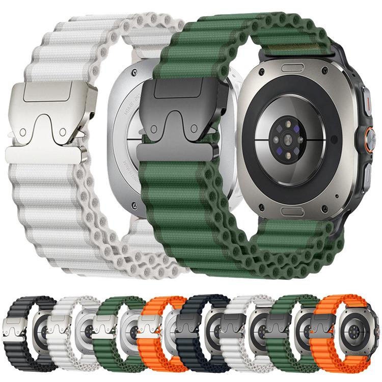 Cinturino per orologio in nylon a coste larghe con fibbia da paracadute, ideale per fuoristrada., For Samsung Galaxy Watch Ultra 47mm / Ultra 2025