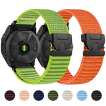 Cinturino per orologio in nylon intrecciato con fibbia a paracadute e motivo montano, con punta in metallo., For Gamin 26mm, For Gamin 22mm