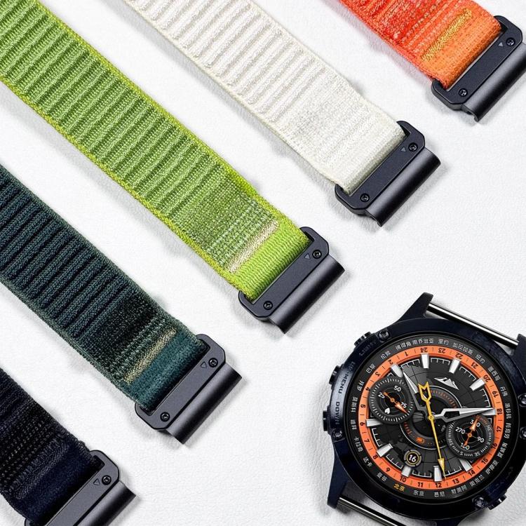 Cinturino per orologio in nylon intrecciato con fibbia a paracadute e motivo montano, con punta in metallo., For Gamin 26mm, For Gamin 22mm