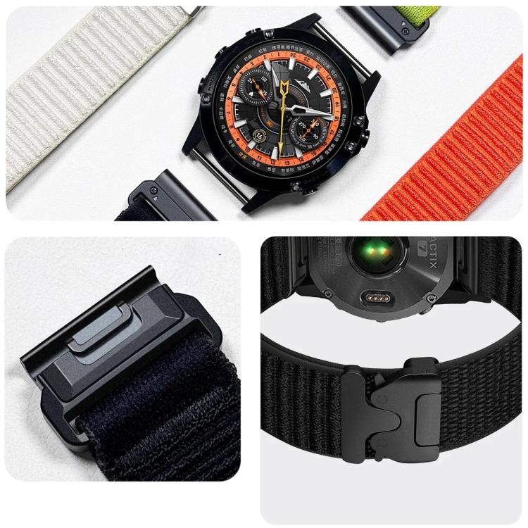 Cinturino per orologio in nylon intrecciato con fibbia a paracadute e motivo montano, con punta in metallo., For Gamin 26mm, For Gamin 22mm