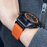 Cinturino per orologio in nylon intrecciato con fibbia a paracadute e motivo montano, con punta in metallo., For Gamin 20mm