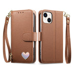 Portafoglio con cerniera a forma di cuore fantasy, custodia per telefono in pelle vegana con cinturino, For iPhone 14 Plus, For iPhone 14, For iPhone 14 Pro, For iPhone 14 Pro Max