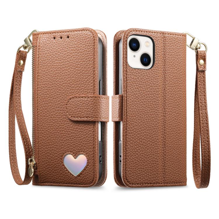 Portafoglio con cerniera a forma di cuore fantasy, custodia per telefono in pelle vegana con cinturino, For iPhone 14 Plus, For iPhone 14, For iPhone 14 Pro, For iPhone 14 Pro Max