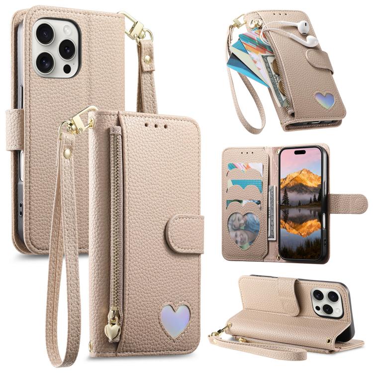 Portafoglio con cerniera a forma di cuore fantasy, custodia per telefono in pelle vegana con cinturino, For iPhone 14 Plus, For iPhone 14, For iPhone 14 Pro, For iPhone 14 Pro Max