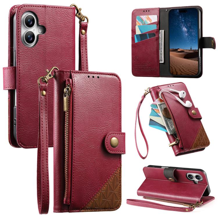 Portafoglio con cerniera e cinturino in ecopelle vegana, For iPhone 17 Pro Max, For iPhone 17 Pro, For iPhone 17, For iPhone Air