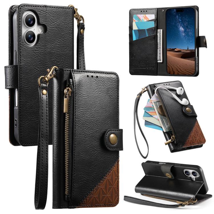 Portafoglio con cerniera e cinturino in ecopelle vegana, For iPhone 17 Pro Max, For iPhone 17 Pro, For iPhone 17, For iPhone Air
