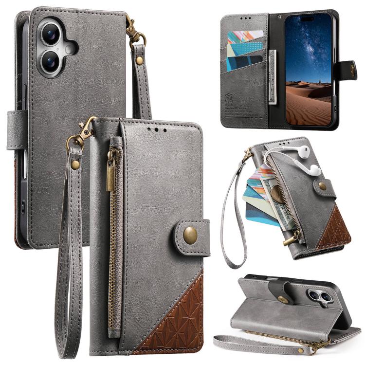 Portafoglio con cerniera e cinturino in ecopelle vegana, For iPhone 17 Pro Max, For iPhone 17 Pro, For iPhone 17, For iPhone Air