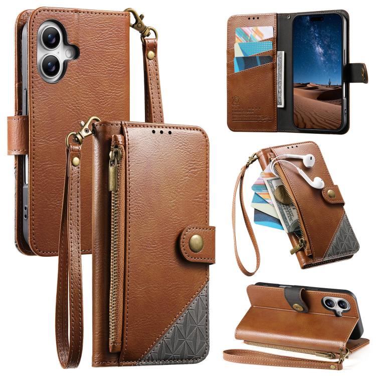 Portafoglio con cerniera e cinturino in ecopelle vegana, For iPhone 17 Pro Max, For iPhone 17 Pro, For iPhone 17, For iPhone Air