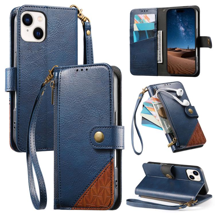 Portafoglio con cerniera e cinturino in ecopelle vegana, For iPhone 15 Pro Max, For iPhone 15 Pro, For iPhone 15 Plus, For iPhone 15