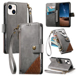 Portafoglio con cerniera e cinturino in ecopelle vegana, For iPhone 15 Pro Max, For iPhone 15 Pro, For iPhone 15 Plus, For iPhone 15