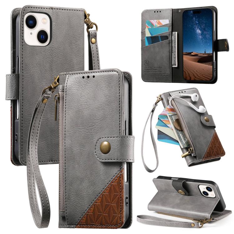 Portafoglio con cerniera e cinturino in ecopelle vegana, For iPhone 15 Pro Max, For iPhone 15 Pro, For iPhone 15 Plus, For iPhone 15