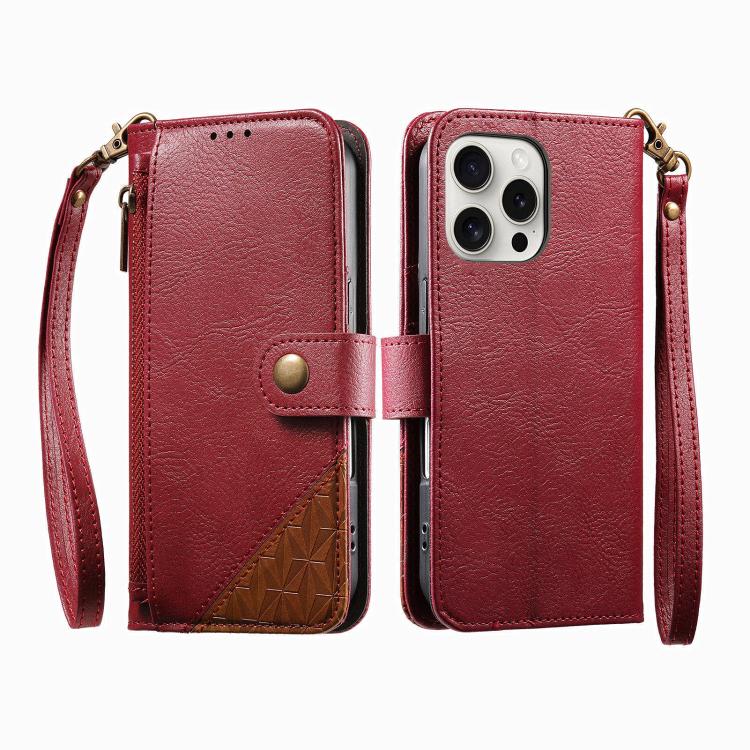 Portafoglio con cerniera e cinturino in ecopelle vegana, For iPhone 15 Pro Max, For iPhone 15 Pro, For iPhone 15 Plus, For iPhone 15
